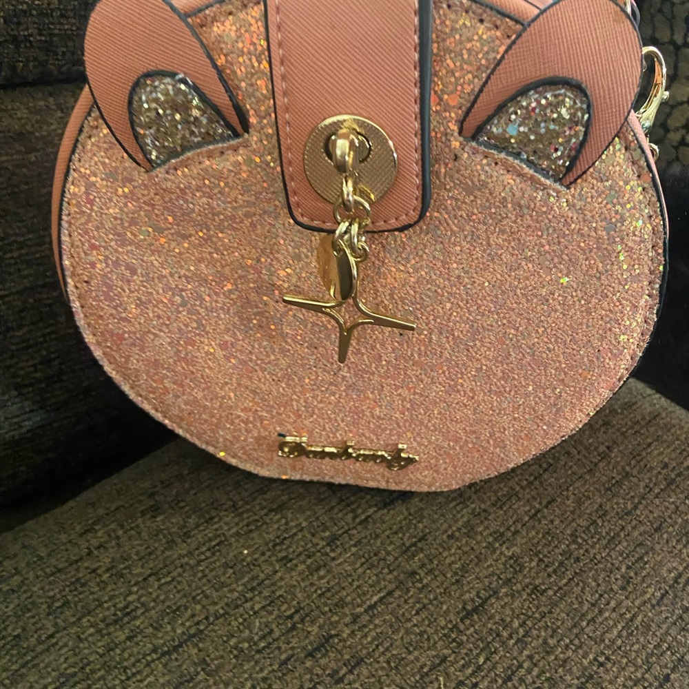 Trendy Pink Glitter Round Bag